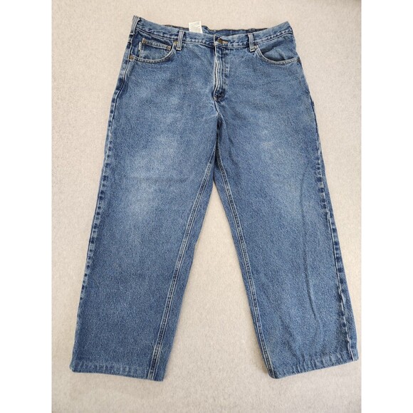 Carhartt Jeans Mens 40x30 Actual 28L Blue Denim Straight Leg Relaxed Fit Work - Picture 1 of 10